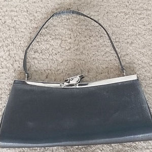 Silver Grey Clutch Purse with Strap